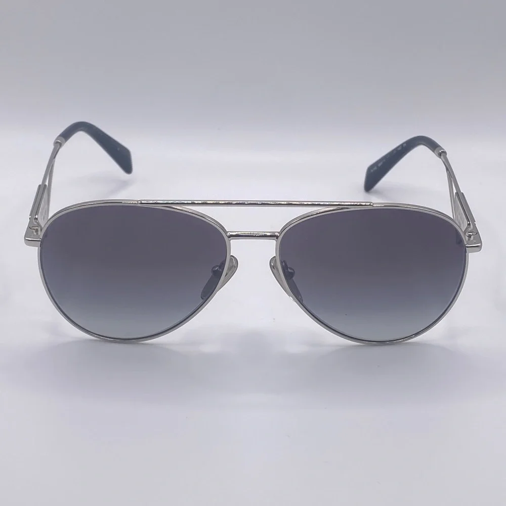 PRADA Symbole Pilot Sunglasses SPR 73Z Silver Grey Gradient 58-14-140 Aviator
